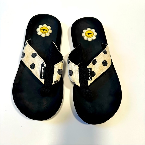 Rocket Dog Women's White Polka Dot Canvas Top Flip Flip Sandals Size 7.5 - Picture 1 of 4